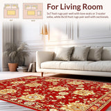 Ultra Soft Area Rug, Non Slip, Stain Resistant, Washable Area Rugs for Living Room, Bedroom, Lively Sunflower Inspired Pattern(Red)