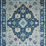 Ultra Soft Area Rug, Non Slip, Stain Resistant, Washable Area Rugs for Living Room, Bedroom, Artistic Geometric Floral Ensemble(Blue)