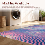 Ultra Soft Area Rug, Non Slip, Stain Resistant, Washable Area Rugs for Living Room, Bedroom, Contemporary Soft Pastel Abstract(Blue)