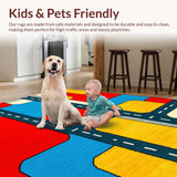 Ultra Soft Area Rug, Non Slip, Stain Resistant, Washable Area Rugs for Living Room, Bedroom, Playful Green Urban Adventure Mat(Red)