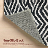 Ultra Soft Area Rug, Non Slip, Stain Resistant, Washable Area Rugs for Living Room, Bedroom, Minimalist Black and White Chevron Stripe Rug with Repeating Angular Patterns(Black)