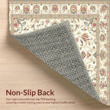 Ultra Soft Area Rug, Non Slip, Stain Resistant, Washable Area Rugs for Living Room, Bedroom, Elegant Beige Floral(Ivory)
