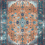 Ultra Soft Area Rug, Non Slip, Stain Resistant, Washable Area Rugs for Living Room, Bedroom, Sophisticated Rust Ogee Pattern(Orange)