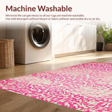 Ultra Soft Area Rug, Non Slip, Stain Resistant, Washable Area Rugs for Living Room, Bedroom, Safari Chic Animal Print Delight(Pink)