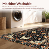 Ultra Soft Area Rug, Non Slip, Stain Resistant, Washable Area Rugs for Living Room, Bedroom, Whimsical Floral Insect Aesthetic(Black)