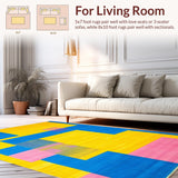Ultra Soft Area Rug, Non Slip, Stain Resistant, Washable Area Rugs for Living Room, Bedroom, Elegant Colorful Wave Arrangement(Yellow)