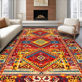 Ultra Soft Area Rug, Non Slip, Stain Resistant, Washable Area Rugs for Living Room, Bedroom, Artistic Colorful Patchwork Motif(Red)
