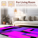 Ultra Soft Area Rug, Non Slip, Stain Resistant, Washable Area Rugs for Living Room, Bedroom, Modern Playful Geometric Motif(Purple)