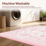 Ultra Soft Area Rug, Non Slip, Stain Resistant, Washable Area Rugs for Living Room, Bedroom, Vibrant Coral Seaside Charm(Pink)
