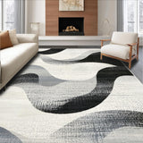 Ultra Soft Area Rug, Non Slip, Stain Resistant, Washable Area Rugs for Living Room, Bedroom, Abstract Wave Pattern Area Rug(Gray)