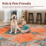 Ultra Soft Area Rug, Non Slip, Stain Resistant, Washable Area Rugs for Living Room, Bedroom, Transitional Round Ogee Design Elements(Orange)