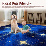 Ultra Soft Area Rug, Non Slip, Stain Resistant, Washable Area Rugs for Living Room, Bedroom, Vibrant Cosmic Abstract Aesthetic(Blue)