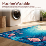Ultra Soft Area Rug, Non Slip, Stain Resistant, Washable Area Rugs for Living Room, Bedroom, Radiant Aquatic Harmony Style(Blue)