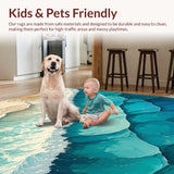 Ultra Soft Area Rug, Non Slip, Stain Resistant, Washable Area Rugs for Living Room, Bedroom, Coastal Waves Multi-Tone Living Room Rug(Blue)
