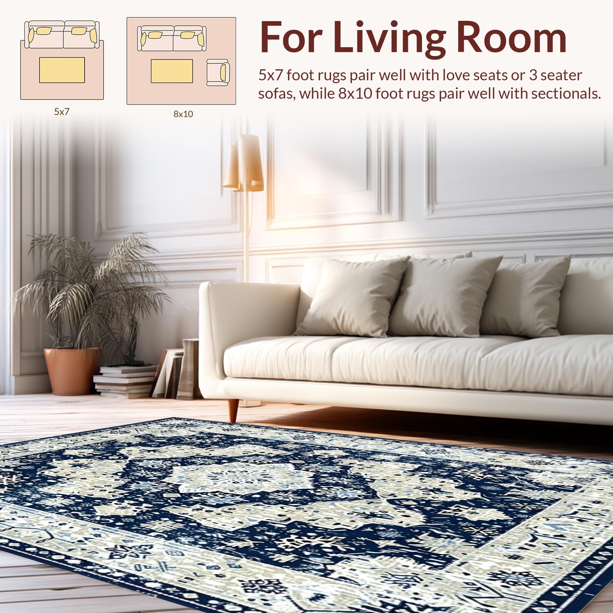 Modern Navy Blue Abstract Elements Rug – ODIKA