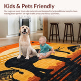 Ultra Soft Area Rug, Non Slip, Stain Resistant, Washable Area Rugs for Living Room, Bedroom, Abstract Earthy Sunset Imagery(Orange)
