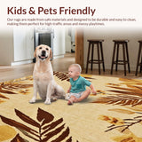 Island Breeze Weatherproof Area Rug With Decorative Botanical Pattern(Beige)