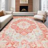 Ultra Soft Area Rug, Non Slip, Stain Resistant, Washable Area Rugs for Living Room, Bedroom, Rustic Floral Vintage Charm(Red)