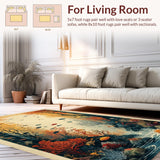 Ultra Soft Area Rug, Non Slip, Stain Resistant, Washable Area Rugs for Living Room, Bedroom, Enchanted Sea World Rug With Majestic Turtle Navigation Aquatic Theme(Brown)