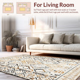Ultra Soft Area Rug, Non Slip, Stain Resistant, Washable Area Rugs for Living Room, Bedroom, Minimalist Subtle Geometric Arrangement(Beige)