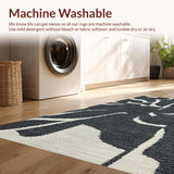 Ultra Soft Area Rug, Non Slip, Stain Resistant, Washable Area Rugs for Living Room, Bedroom, Black Bow Rug:  Boho Chic Aesthetic Decor(Black)