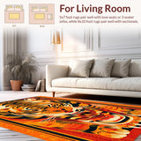 Ultra Soft Area Rug, Non Slip, Stain Resistant, Washable Area Rugs for Living Room, Bedroom, Exotic Orange Tibetan Tiger Meditation Rug(Orange)