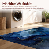 Ultra Soft Area Rug, Non Slip, Stain Resistant, Washable Area Rugs for Living Room, Bedroom, Indigo Cascade Rug, Sapphire Swirl, Abstract Wash Effect(Blue)