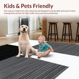 Ultra Soft Area Rug, Non Slip, Stain Resistant, Washable Area Rugs for Living Room, Bedroom, Refined Rustic Abstract Composition(Black)
