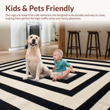 Ultra Soft Area Rug, Non Slip, Stain Resistant, Washable Area Rugs for Living Room, Bedroom, Rustic Neutral Geometric Composition(Black)