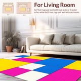 Ultra Soft Area Rug, Non Slip, Stain Resistant, Washable Area Rugs for Living Room, Bedroom, Chic Colorful Lattice Composition(Yellow)