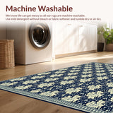 Ultra Soft Area Rug, Non Slip, Stain Resistant, Washable Area Rugs for Living Room, Bedroom, Mid Century Blue Beige Area for Home Decor(Blue)
