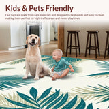 Ultra Soft Area Rug, Non Slip, Stain Resistant, Washable Area Rugs for Living Room, Bedroom, Elegant Aqua and Ivory Fusion(Green)