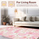 Ultra Soft Area Rug, Non Slip, Stain Resistant, Washable Area Rugs for Living Room, Bedroom, Whimsical Soft Color Blossom(White)