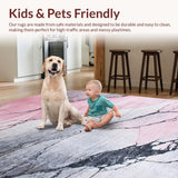 Ultra Soft Area Rug, Non Slip, Stain Resistant, Washable Area Rugs for Living Room, Bedroom, Chic Gray and Pink Geometric Aesthetic(Pink)