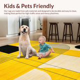 Ultra Soft Area Rug, Non Slip, Stain Resistant, Washable Area Rugs for Living Room, Bedroom, Vibrant Curvilinear Patterned Elegance(Yellow)