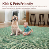 Beige Deep Green Interlaced Diamond Motifs(Green)