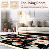 Ultra Soft Area Rug, Non Slip, Stain Resistant, Washable Area Rugs for Living Room, Bedroom, Vibrant Multi-Color Soundwave Aesthetic(Black)