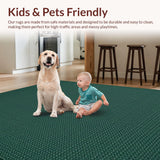 Ultra Soft Area Rug, Non Slip, Stain Resistant, Washable Area Rugs for Living Room, Bedroom, Luxurious Green Geometric Motif(Green)