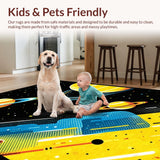 Ultra Soft Area Rug, Non Slip, Stain Resistant, Washable Area Rugs for Living Room, Bedroom, Galactic Cartoon Planet Motif(Yellow)