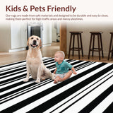 Ultra Soft Area Rug, Non Slip, Stain Resistant, Washable Area Rugs for Living Room, Bedroom, Vibrant Elegant Ogee Pattern(Black)