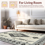 Ultra Soft Area Rug, Non Slip, Stain Resistant, Washable Area Rugs for Living Room, Bedroom, Contemporary Neutral Lattice Aesthetic(White)