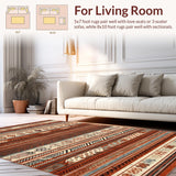 Ultra Soft Area Rug, Non Slip, Stain Resistant, Washable Area Rugs for Living Room, Bedroom, Elegant Linear Motif with Warmth(Brown)