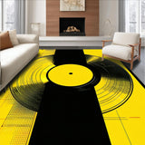 Ultra Soft Area Rug, Non Slip, Stain Resistant, Washable Area Rugs for Living Room, Bedroom, Eclectic Geometric Soundwave Illustration(Yellow)