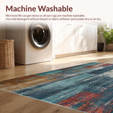 Ultra Soft Area Rug, Non Slip, Stain Resistant, Washable Area Rugs for Living Room, Bedroom, Grunge Chic Patterned Layer(Blue)
