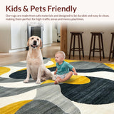 Ultra Soft Area Rug, Non Slip, Stain Resistant, Washable Area Rugs for Living Room, Bedroom, Luxurious Textured Modern Design(Yellow)
