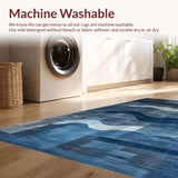 Ultra Soft Area Rug, Non Slip, Stain Resistant, Washable Area Rugs for Living Room, Bedroom, Contemporary Geometric Patterned Aesthetic(Blue)
