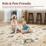 Ultra Soft Area Rug, Non Slip, Stain Resistant, Washable Area Rugs for Living Room, Bedroom, Lively Neutral Botanical Design(Beige)