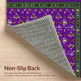 Ultra Soft Area Rug, Non Slip, Stain Resistant, Washable Area Rugs for Living Room, Bedroom, Playful Mardi Gras Color Palette(Purple)