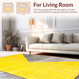 Ultra Soft Area Rug, Non Slip, Stain Resistant, Washable Area Rugs for Living Room, Bedroom, Luxurious Minimalist Geometric Motif(Yellow)