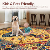 Ultra Soft Area Rug, Non Slip, Stain Resistant, Washable Area Rugs for Living Room, Bedroom, Luxurious Earth Tone Mandala(Yellow)